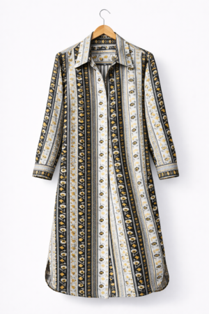 Chemise longue à imprimé jaune raffiné