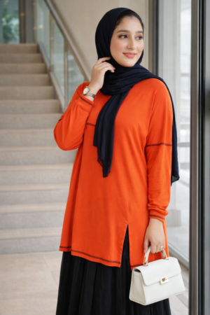 Top en coton doux- Orange