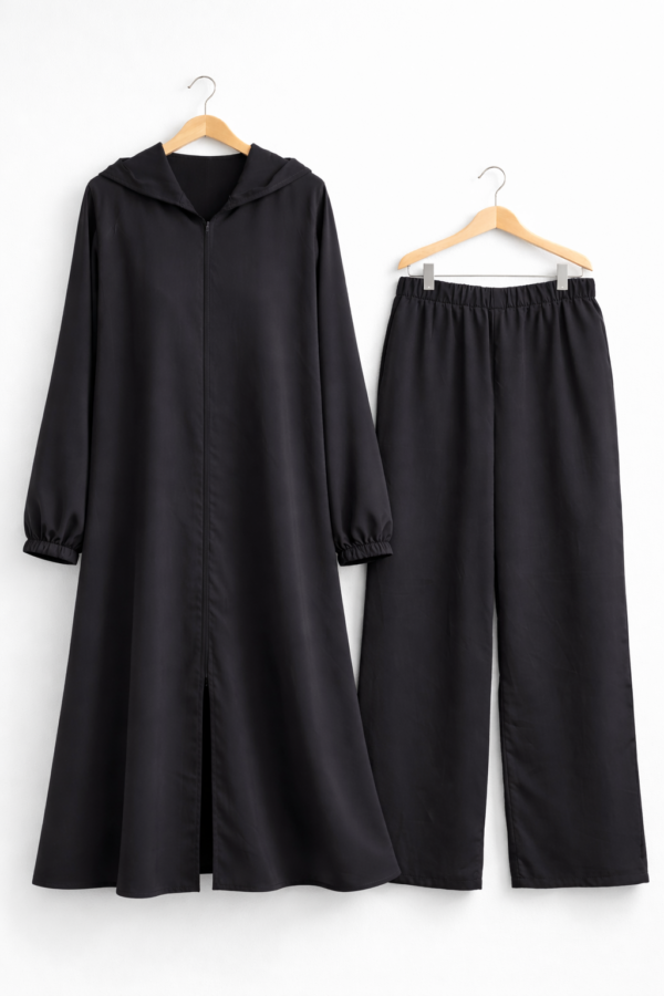 Ensemble Abaya & Pantalon Noir Élégant – Hila