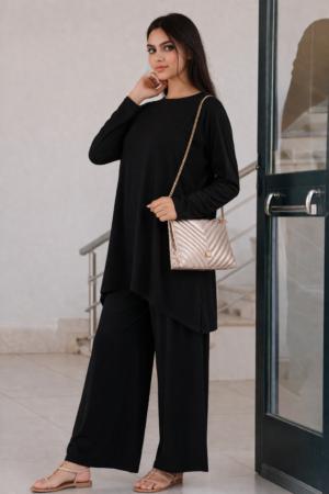 Ensemble élégant et confortable - Coton et Viscose - Noir