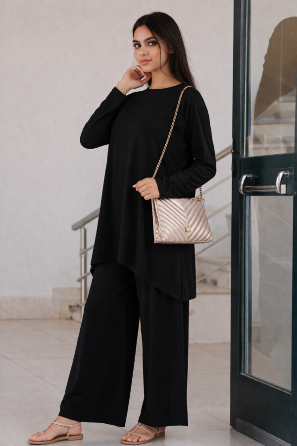 Ensemble élégant et confortable - Coton et Viscose - Noir