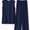 Ensemble Femme Top Sans Manches & Pantalon – Bleu