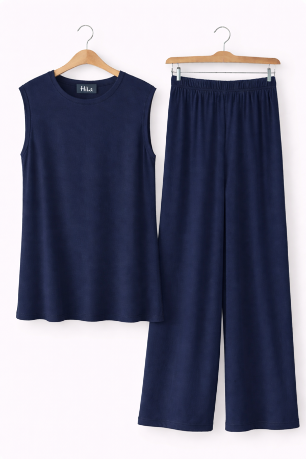 Ensemble Femme Top Sans Manches & Pantalon – Bleu