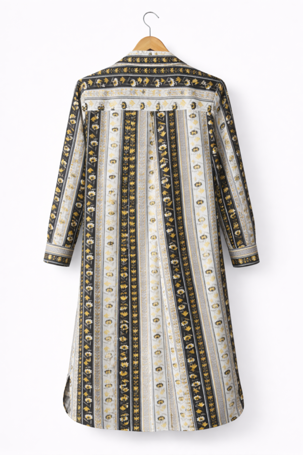 Chemise longue à imprimé jaune raffiné