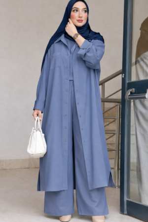 Ensemble Chemise & Pantalon Fluide - Bleu