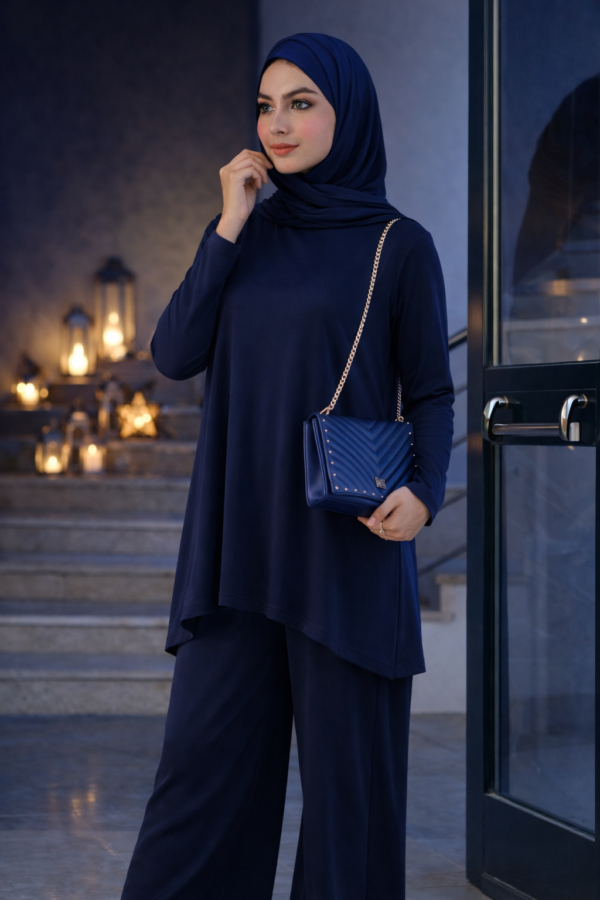 Ensemble élégant et confortable - Coton et Viscose - Bleu