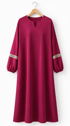 Abaya Bordeaux Élégante avec Détails Brodés