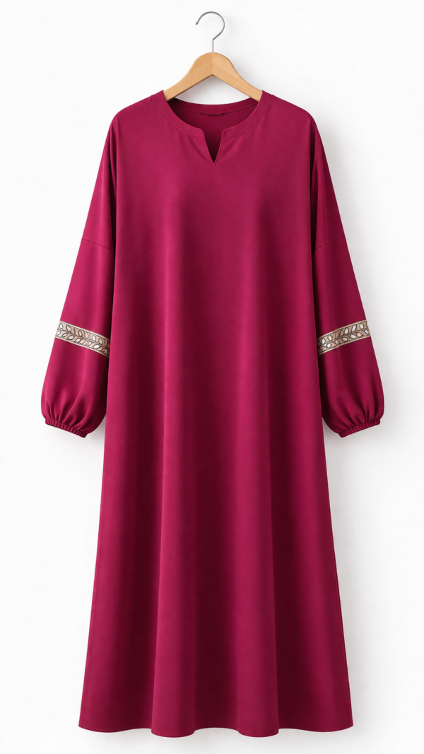 Abaya Bordeaux Élégante avec Détails Brodés