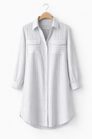 Chemise longue blanche rayée