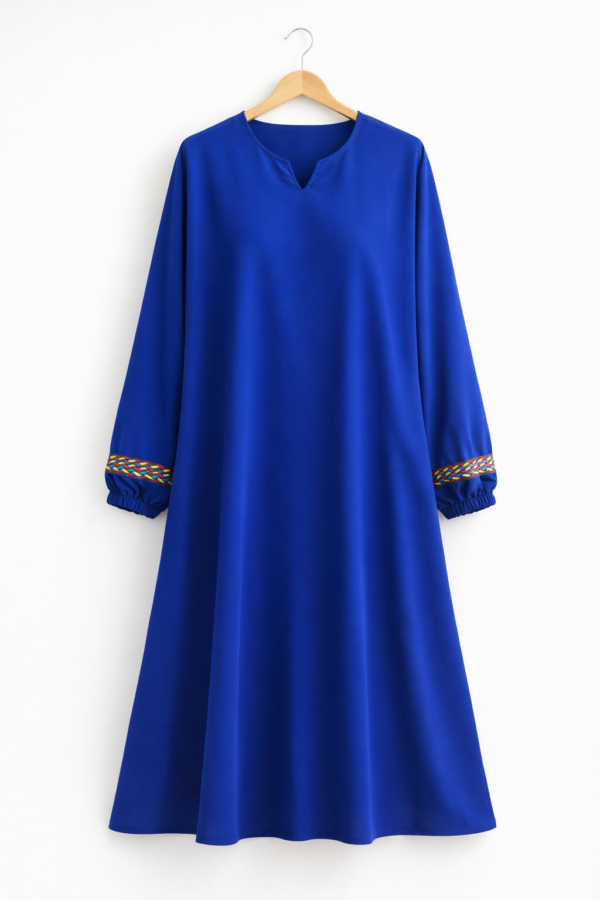 Abaya Bleu Royal avec Sfifa Artisanale et Foulard