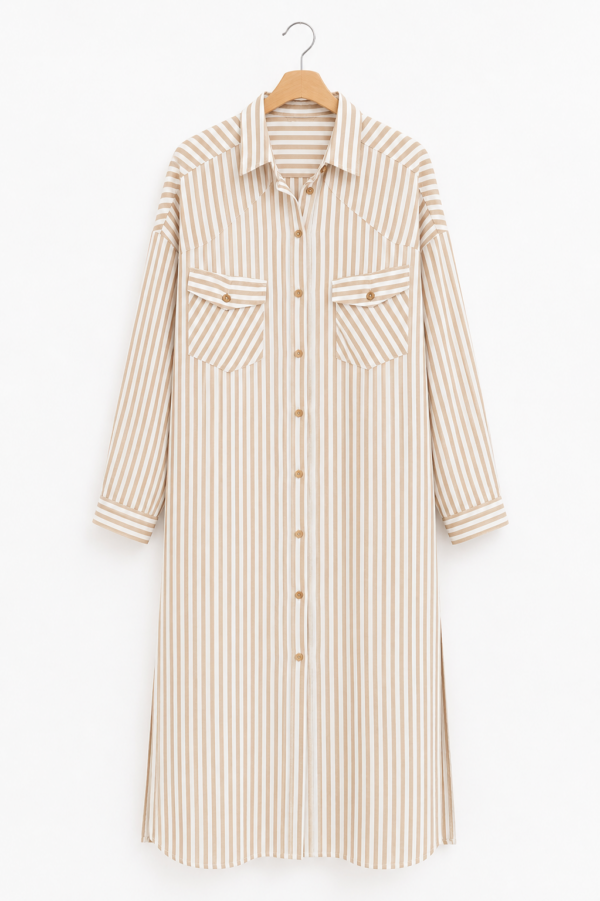 Arime-rayé Chemise Raillé -Beige