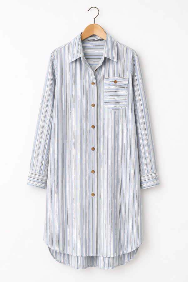 blanche Chemise raillé bleu